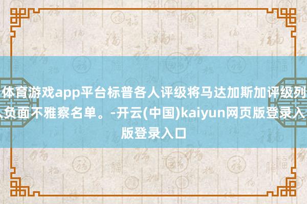 体育游戏app平台标普各人评级将马达加斯加评级列入负面不雅察名单。-开云(中国)kaiyun网页版登录入口